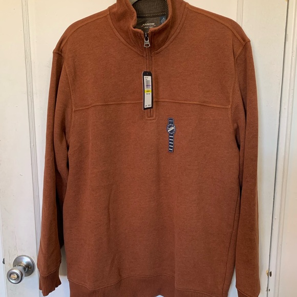 ARROW- Men’s Orange 1/4 Zip Pollover sweater- Size M , Brand New - Picture 1 of 7